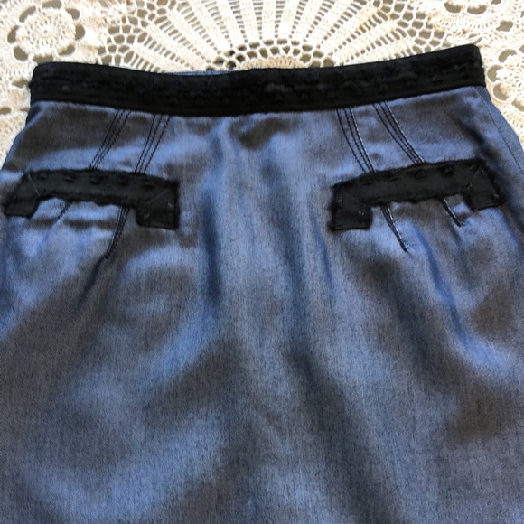 Z Spoke Denim Pencil Skirt Exposed Back Zipper - Picture 5 of 5